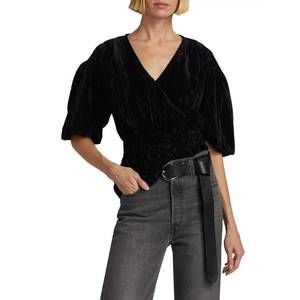 NEW JOE'S JEANS mona velvet top in black